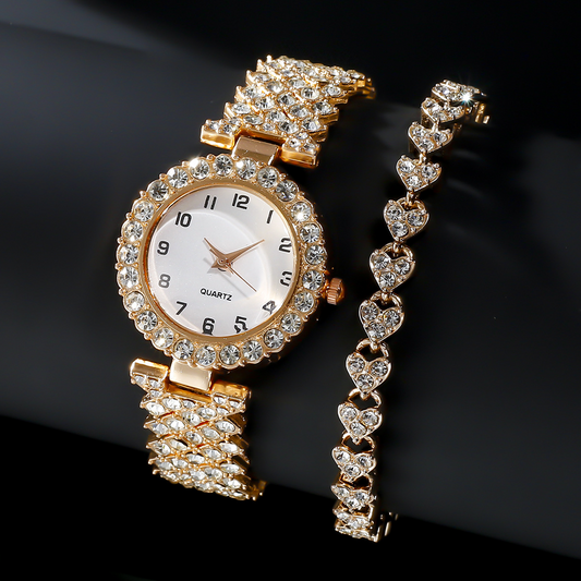 Leorria™ Royal Crystal Watch Set – Timeless Elegance & Luxury