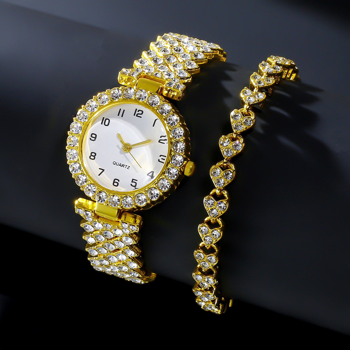 Leorria™ Royal Crystal Watch Set – Timeless Elegance & Luxury