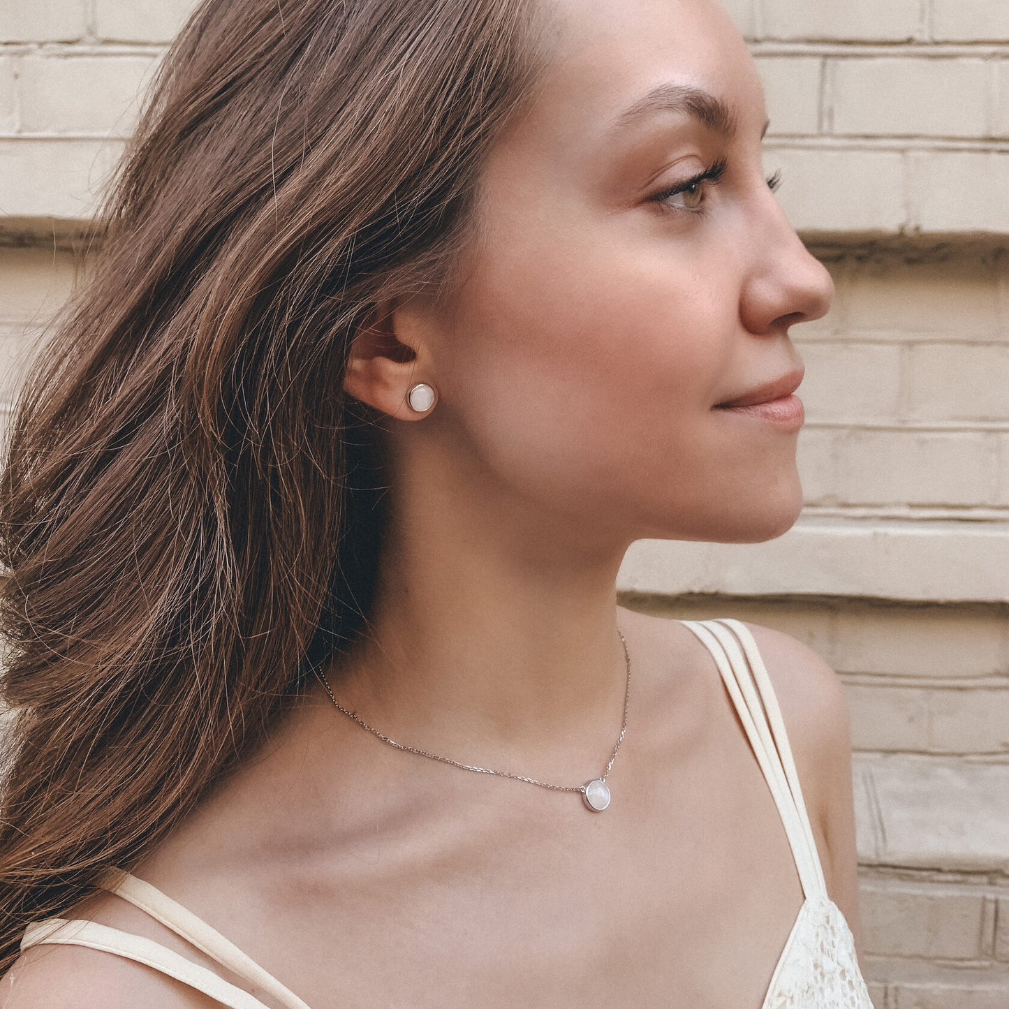 Earrings with Natural Moonstone